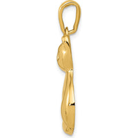 14K Yellow Gold Cat Pendant Charm with Sleek Design and Bail - 31mm Length by Oro Pregiato