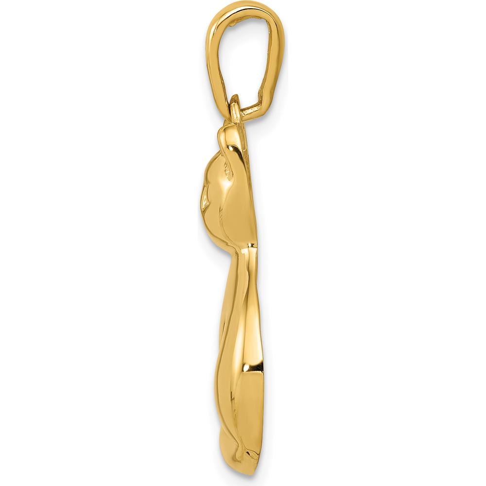 14K Yellow Gold Cat Pendant Charm with Sleek Design and Bail - 31mm Length by Oro Pregiato
