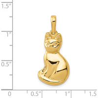 14K Yellow Gold Cat Pendant Charm with Sleek Design and Bail - 31mm Length by Oro Pregiato