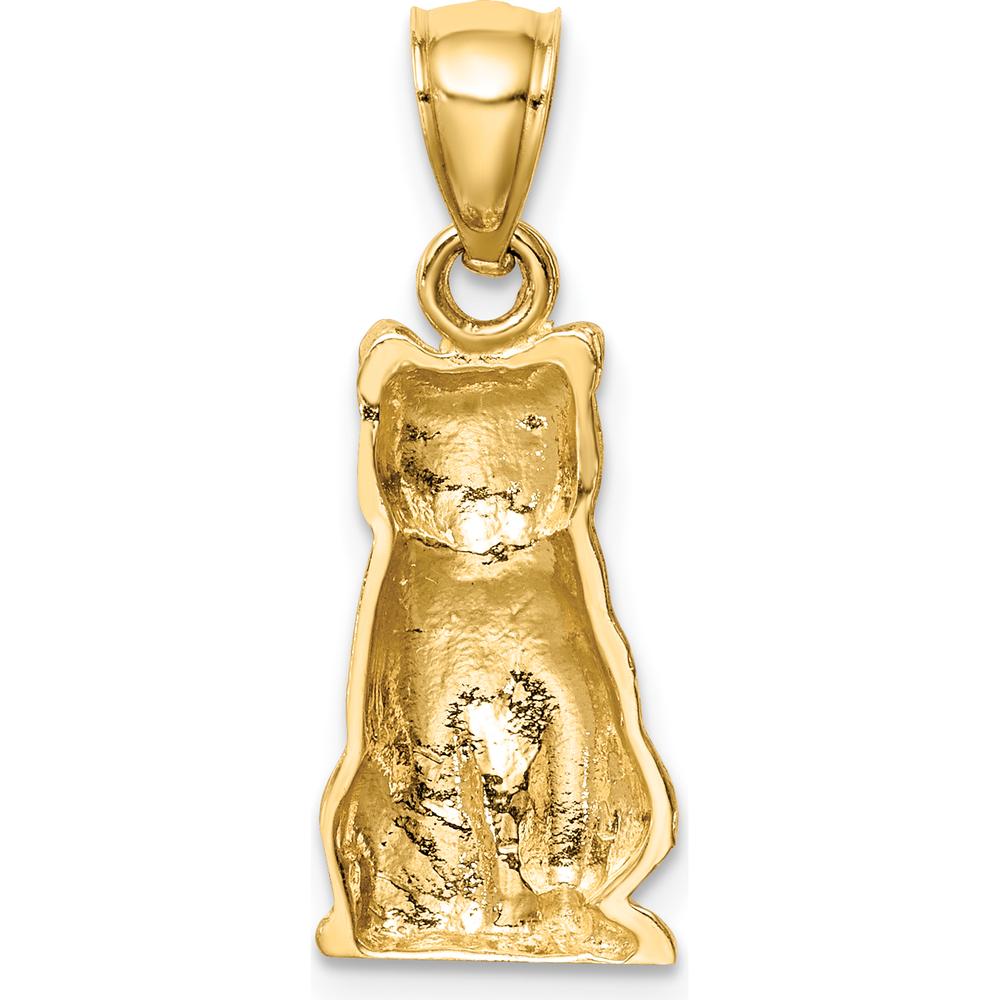 14K Yellow Gold Cat Pendant with Brushed Finish and Textured Detailing by Oro Pregiato