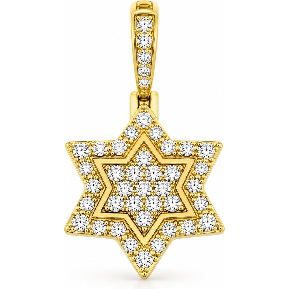 14K Yellow Gold Celestial Star Pendant with Pave-Set Round Diamonds - 0.34 Carat Total Diamond Weight by Auriventus