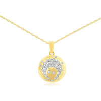 14K Yellow Gold Celestial Starburst Pendant with Prong-Set Round Diamonds - 0.33 Carat Total Diamond Weight - Royal Jewelry
