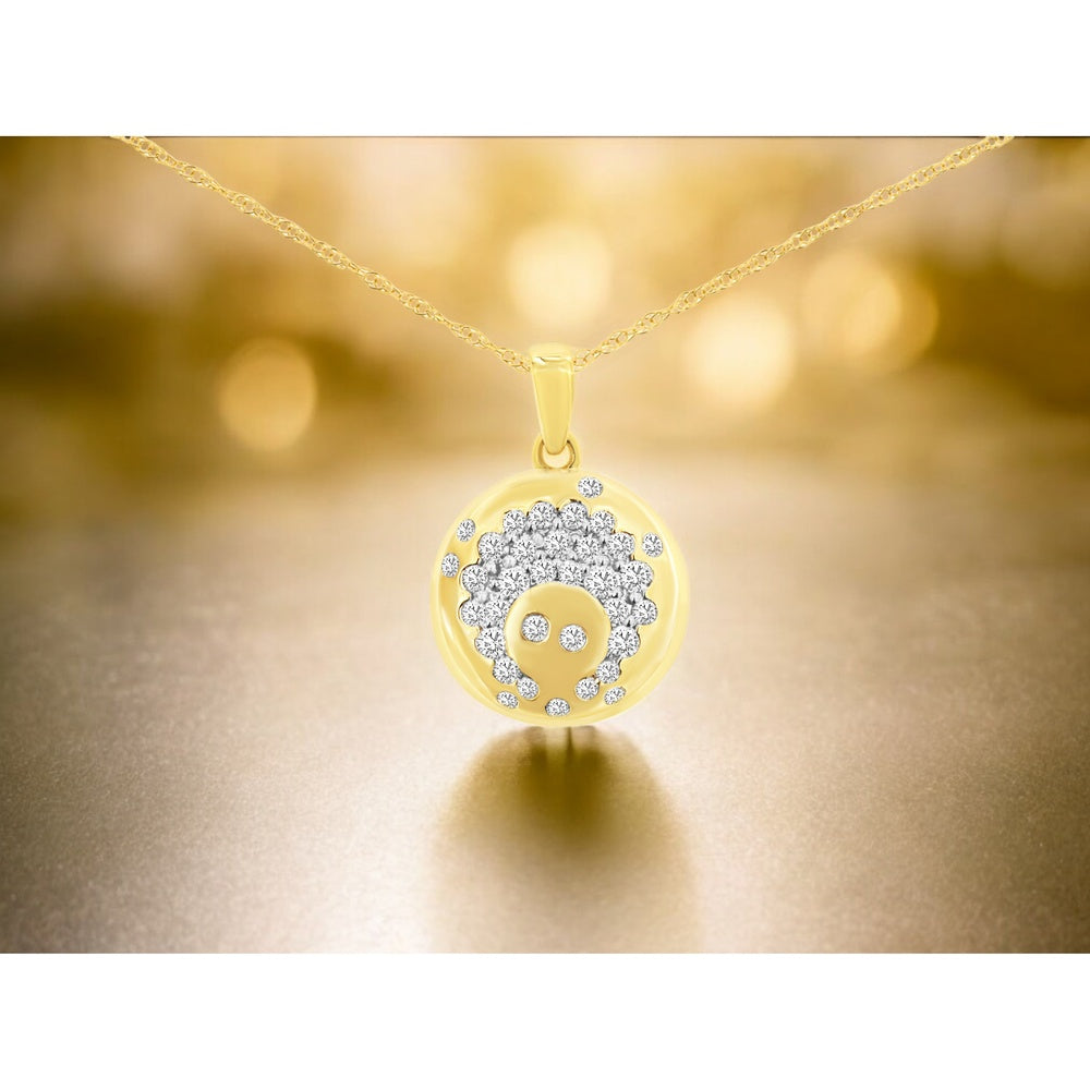 14K Yellow Gold Celestial Starburst Pendant with Prong-Set Round Diamonds - 0.33 Carat Total Diamond Weight - Royal Jewelry