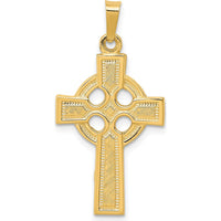 14K Yellow Gold Celtic Cross Charm Pendant - Die Struck Textured Design by Oro Pregiato