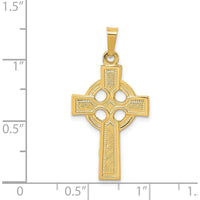14K Yellow Gold Celtic Cross Charm Pendant - Die Struck Textured Design by Oro Pregiato