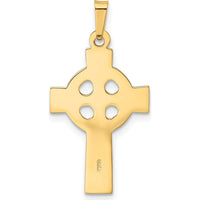 14K Yellow Gold Celtic Cross Charm Pendant - Die Struck Textured Design by Oro Pregiato
