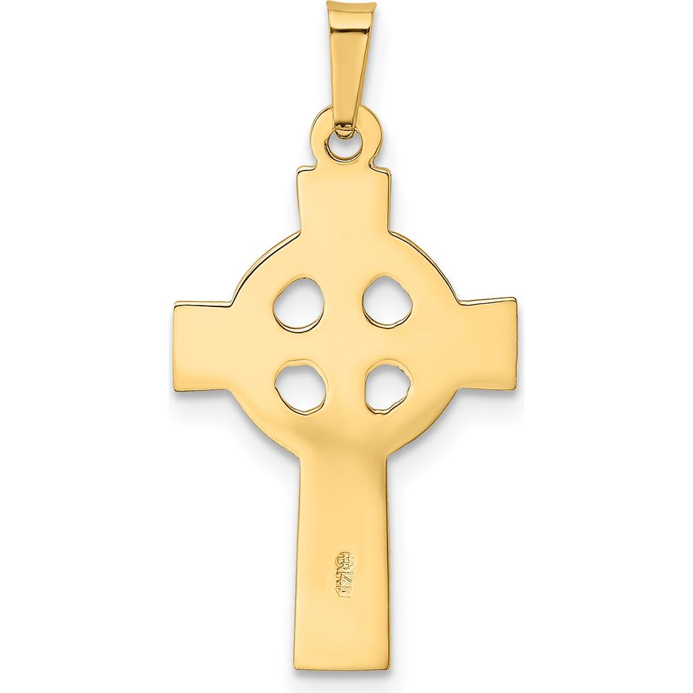 14K Yellow Gold Celtic Cross Charm Pendant - Die Struck Textured Design by Oro Pregiato