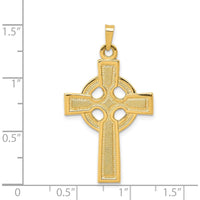 14K Yellow Gold Celtic Cross Charm with Textured Finish - 37mm Length by Oro Pregiato