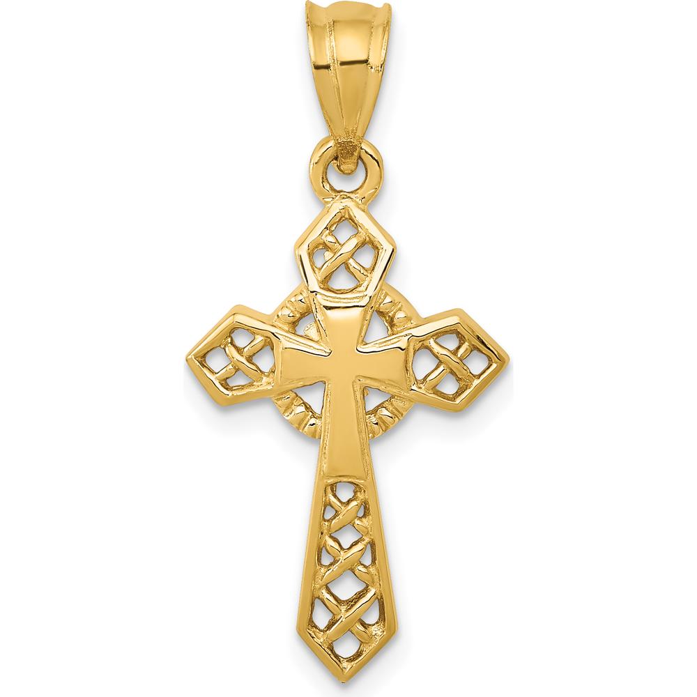 14K Yellow Gold Celtic Cross Pendant - 29mm Length by Oro Pregiato