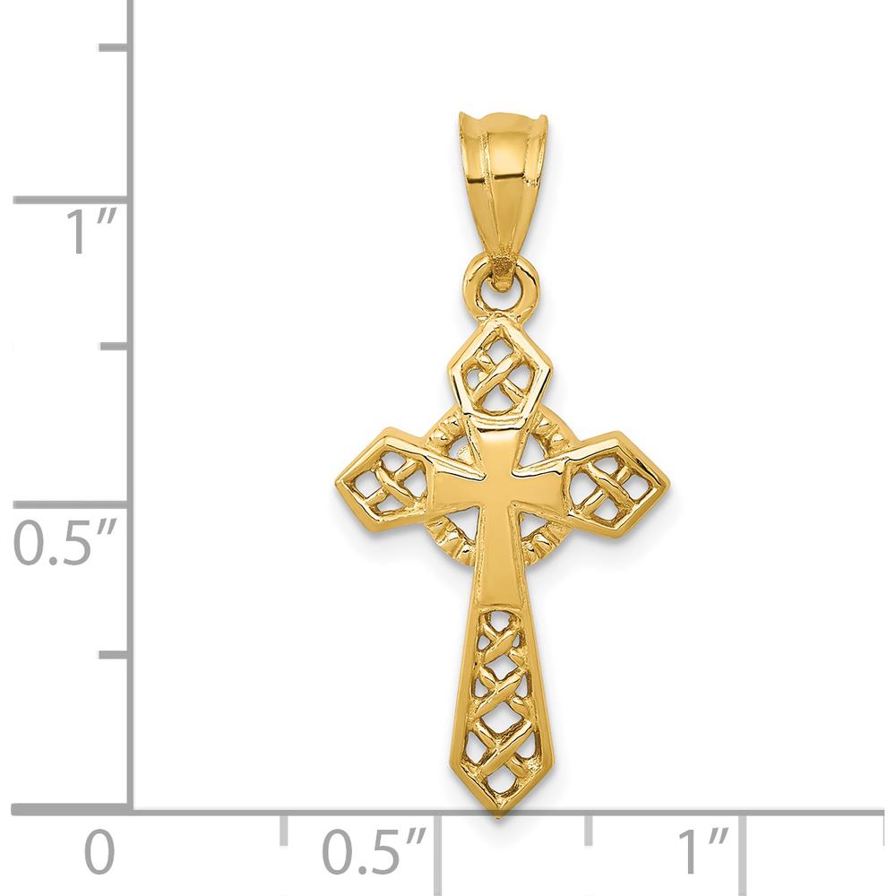 14K Yellow Gold Celtic Cross Pendant - 29mm Length by Oro Pregiato