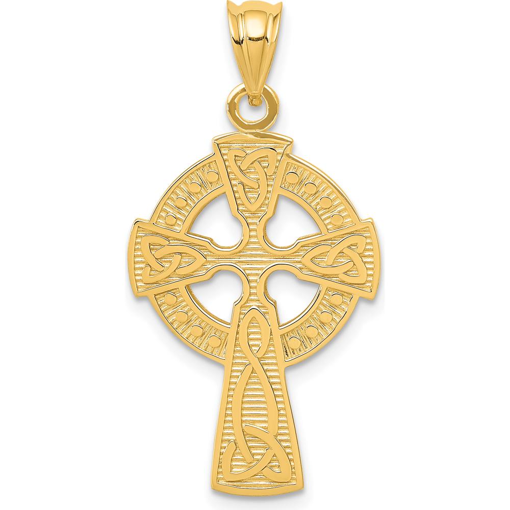 14K Yellow Gold Celtic Cross Pendant - Textured Design by Oro Pregiato