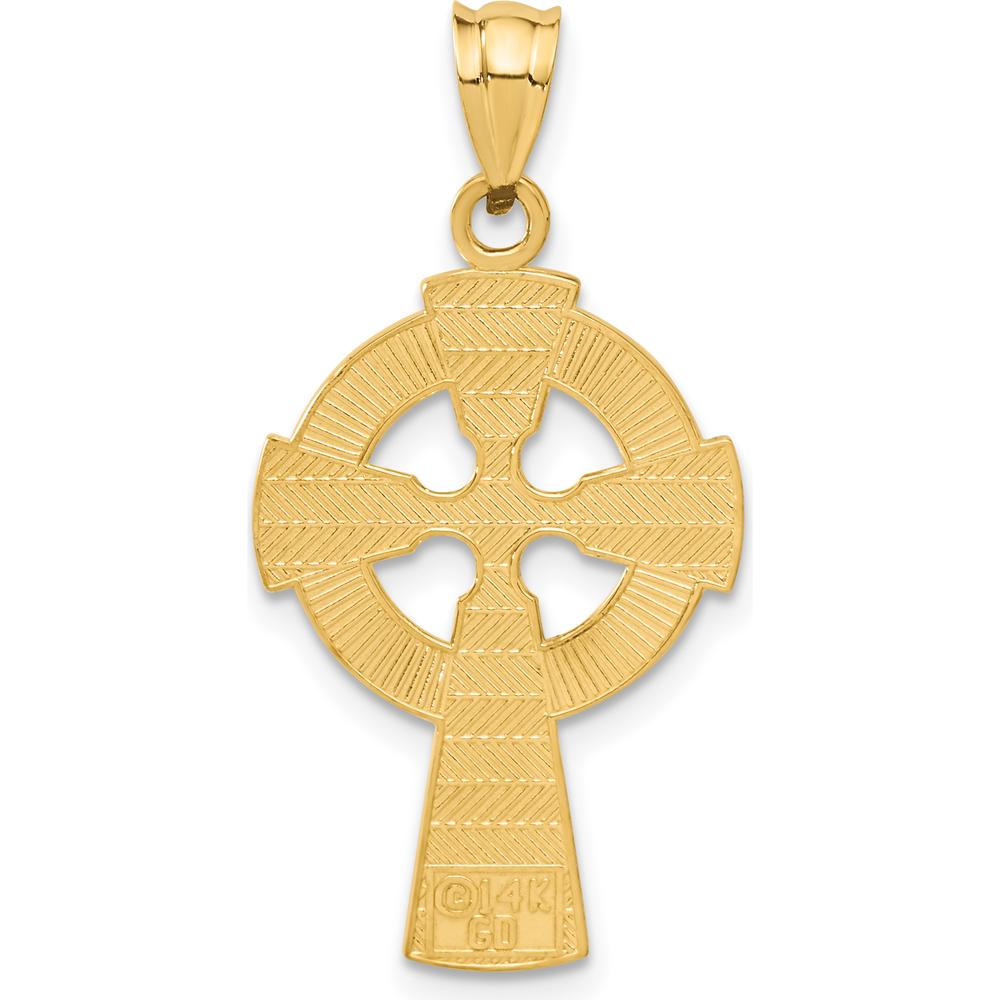 14K Yellow Gold Celtic Cross Pendant - Textured Design by Oro Pregiato