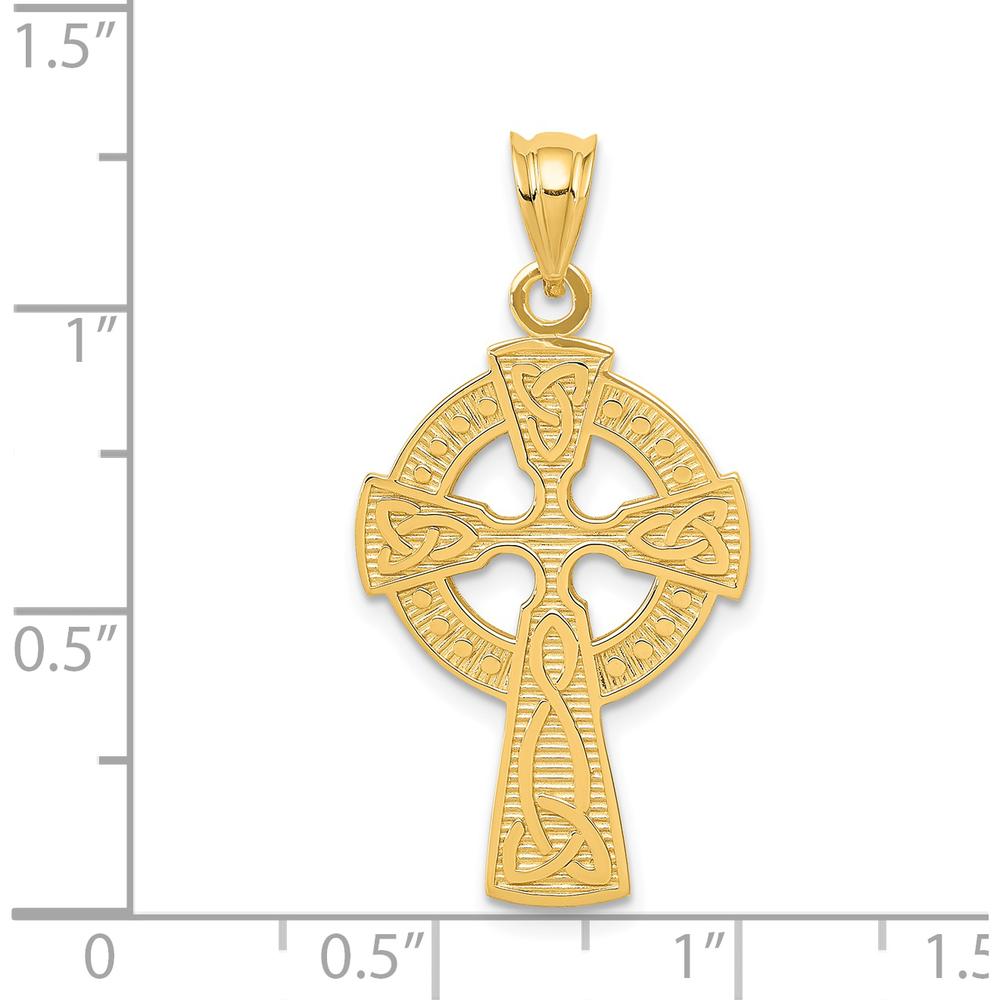 14K Yellow Gold Celtic Cross Pendant - Textured Design by Oro Pregiato
