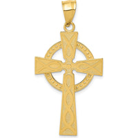 14K Yellow Gold Celtic Cross Pendant - Textured Design by Oro Pregiato