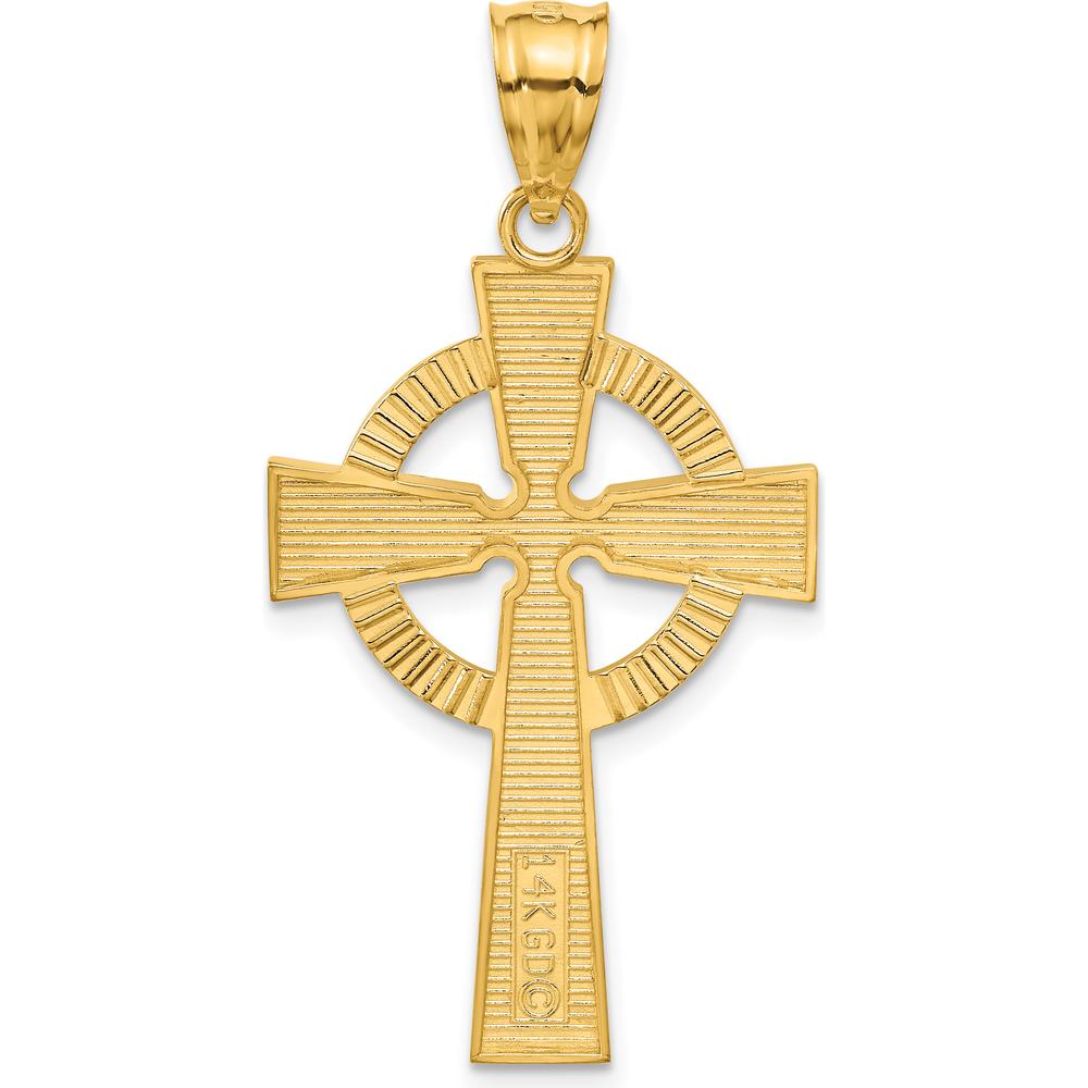 14K Yellow Gold Celtic Cross Pendant - Textured Design by Oro Pregiato