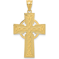 14K Yellow Gold Celtic Cross Pendant with Polished Finish - 34mm Length by Oro Pregiato
