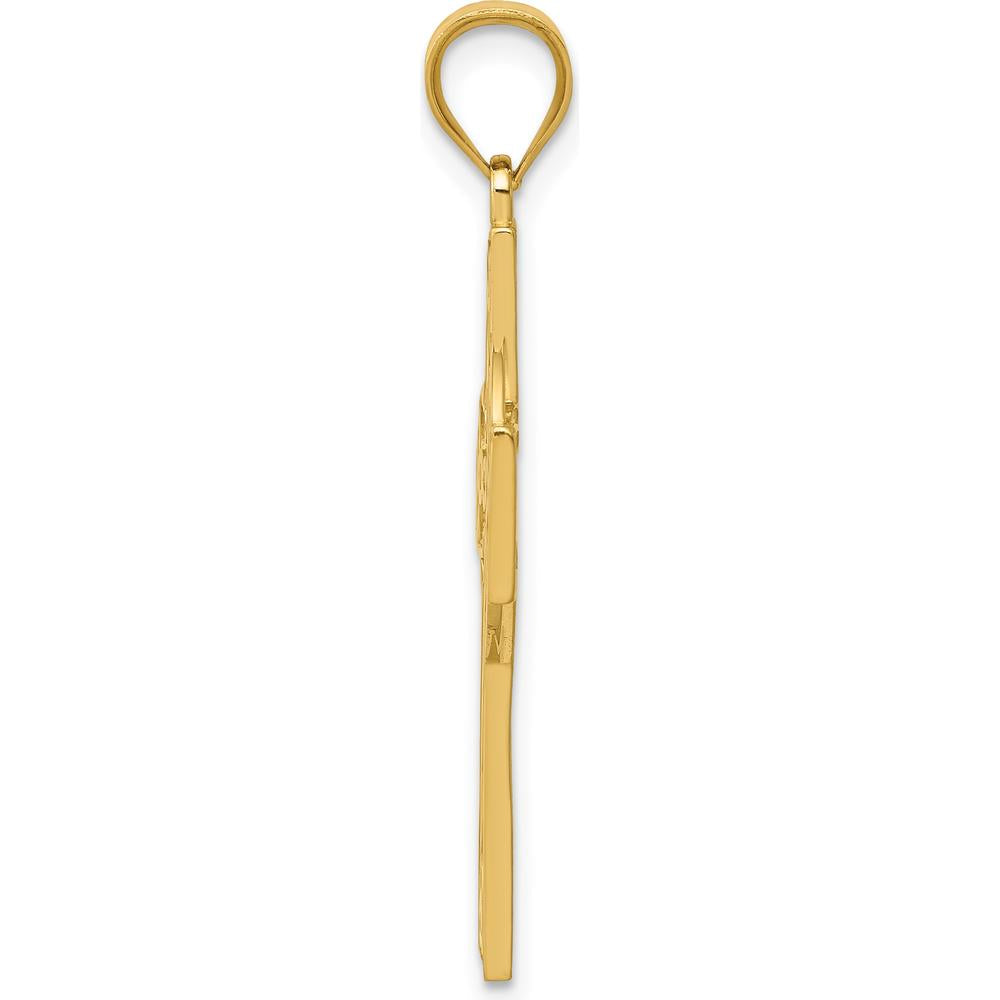14K Yellow Gold Celtic Cross Pendant with Polished Finish - 34mm Length by Oro Pregiato