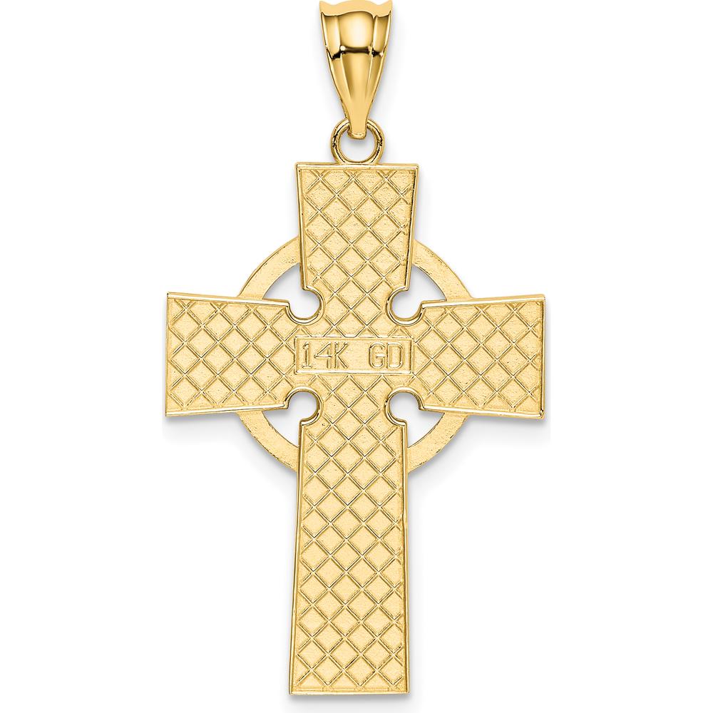 14K Yellow Gold Celtic Cross Pendant with Polished Finish - 34mm Length by Oro Pregiato