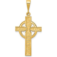 14K Yellow Gold Celtic Cross Pendant with Satin Finish and Polished Detailing by Oro Pregiato
