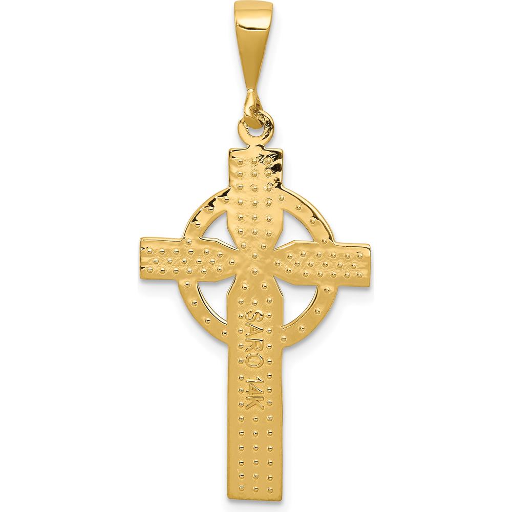 14K Yellow Gold Celtic Cross Pendant with Satin Finish and Polished Detailing by Oro Pregiato