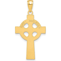 14K Yellow Gold Celtic Cross Pendant with Textured Design - Symbol of Faith and Heritage by Oro Pregiato