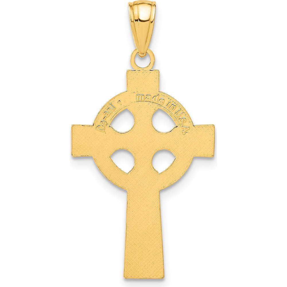 14K Yellow Gold Celtic Cross Pendant with Textured Design - Symbol of Faith and Heritage by Oro Pregiato