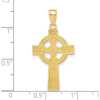 14K Yellow Gold Celtic Cross Pendant with Textured Design - Symbol of Faith and Heritage by Oro Pregiato