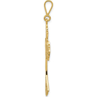 14K Yellow Gold Celtic Cross Pendant with Textured Detailing - 48mm Length by Oro Pregiato
