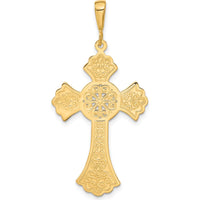 14K Yellow Gold Celtic Cross Pendant with Textured Detailing - 48mm Length by Oro Pregiato