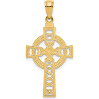 14K Yellow Gold Celtic Cross with Eternity Circle Pendant - Solid and Elegant Design by Oro Pregiato