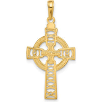 14K Yellow Gold Celtic Cross with Eternity Circle Pendant - Solid and Elegant Design by Oro Pregiato