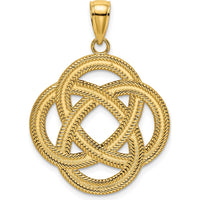14K Yellow Gold Celtic Eternity Knot Circle Charm - Textured Pendant by Oro Pregiato