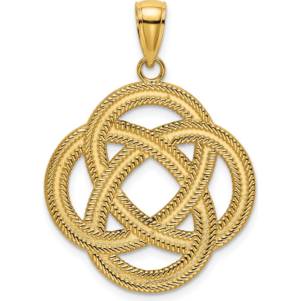 14K Yellow Gold Celtic Eternity Knot Circle Charm - Textured Pendant by Oro Pregiato