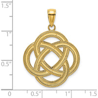 14K Yellow Gold Celtic Eternity Knot Circle Charm - Textured Pendant by Oro Pregiato