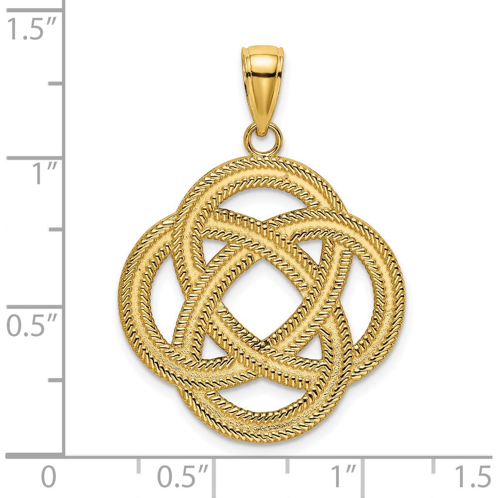 14K Yellow Gold Celtic Eternity Knot Circle Charm - Textured Pendant by Oro Pregiato