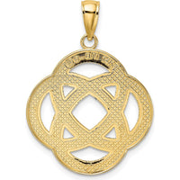 14K Yellow Gold Celtic Eternity Knot Circle Charm - Textured Pendant by Oro Pregiato