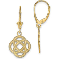 14K Yellow Gold Celtic Eternity Knot Circle Leverback Earrings by 0
