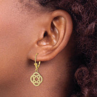 14K Yellow Gold Celtic Eternity Knot Circle Leverback Earrings by 0