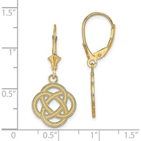 14K Yellow Gold Celtic Eternity Knot Circle Leverback Earrings by 0