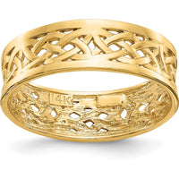 14K Yellow Gold Celtic Knot Band Ring - 6mm Polished Finish by Oro Pregiato