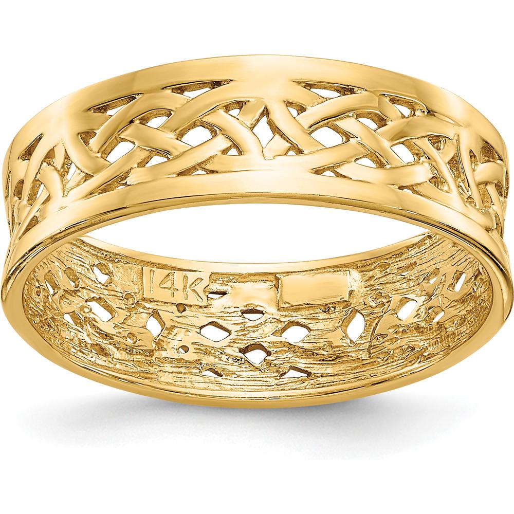 14K Yellow Gold Celtic Knot Band Ring - 6mm Polished Finish by Oro Pregiato
