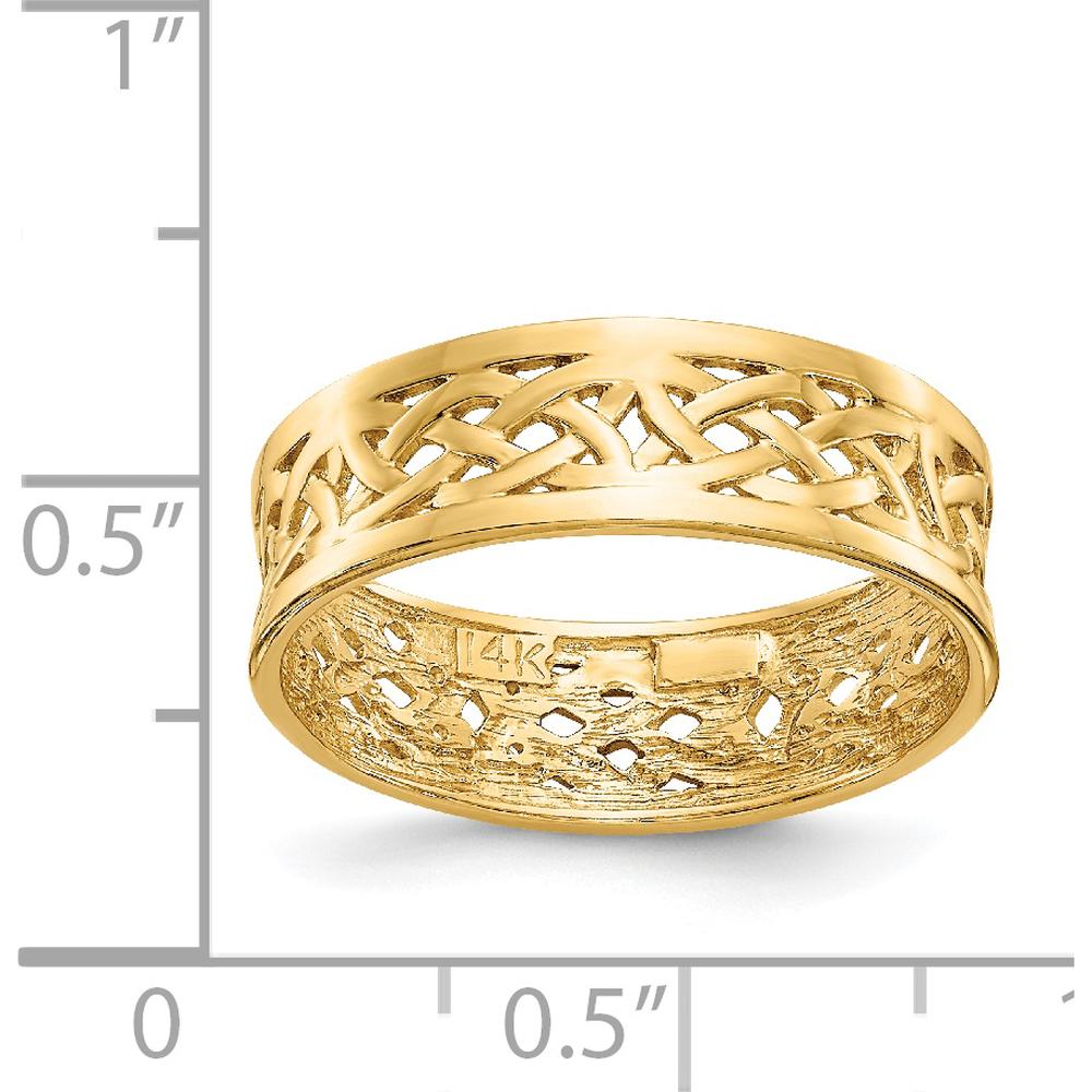 14K Yellow Gold Celtic Knot Band Ring - 6mm Polished Finish by Oro Pregiato