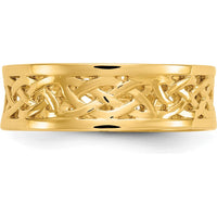 14K Yellow Gold Celtic Knot Band Ring - 6mm Polished Finish by Oro Pregiato