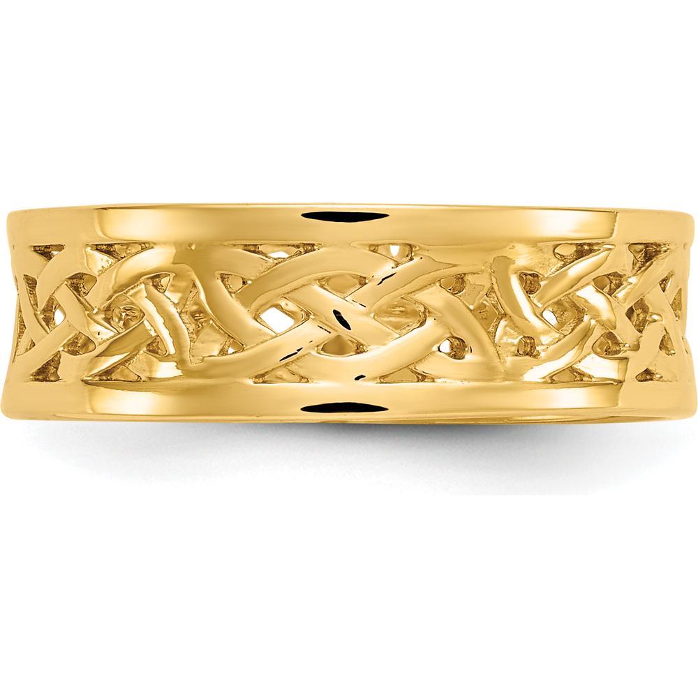 14K Yellow Gold Celtic Knot Band Ring - 6mm Polished Finish by Oro Pregiato