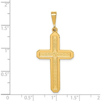 14K Yellow Gold Celtic Knot Cross Pendant with Textured Finish - 45mm Length by Oro Pregiato