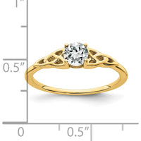 14K Yellow Gold Celtic Knot Ring with Round White Topaz - 4.5mm Stone by 0