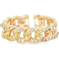 14K Yellow Gold Chain Link Anniversary Band with Pave Set Round Diamonds - 0.41 Carat Total Diamond Weight by Auriventus