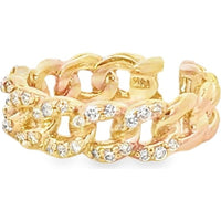 14K Yellow Gold Chain Link Anniversary Band with Pave Set Round Diamonds - 0.41 Carat Total Diamond Weight by Auriventus