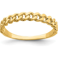 14K Yellow Gold Chain Link Band Ring - Tapered Design by Oro Pregiato