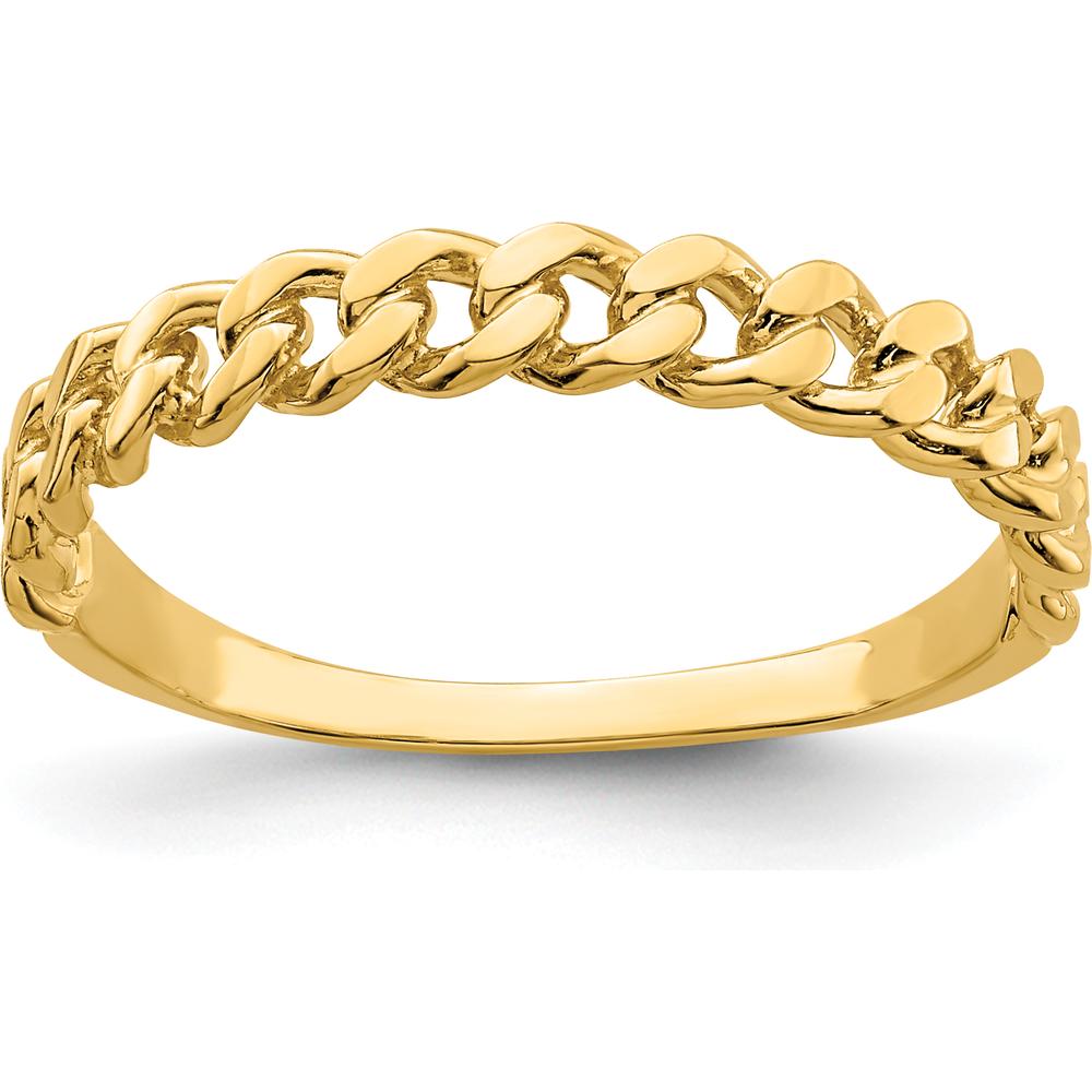 14K Yellow Gold Chain Link Band Ring - Tapered Design by Oro Pregiato